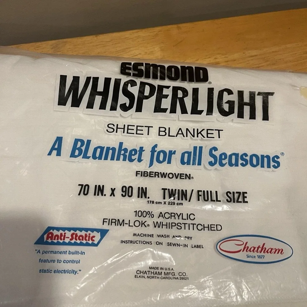 Vtg Esmond Whisperlight Sheet Blanket‎ Twin/Full 70x90 Anti-Static Acrylic Throw